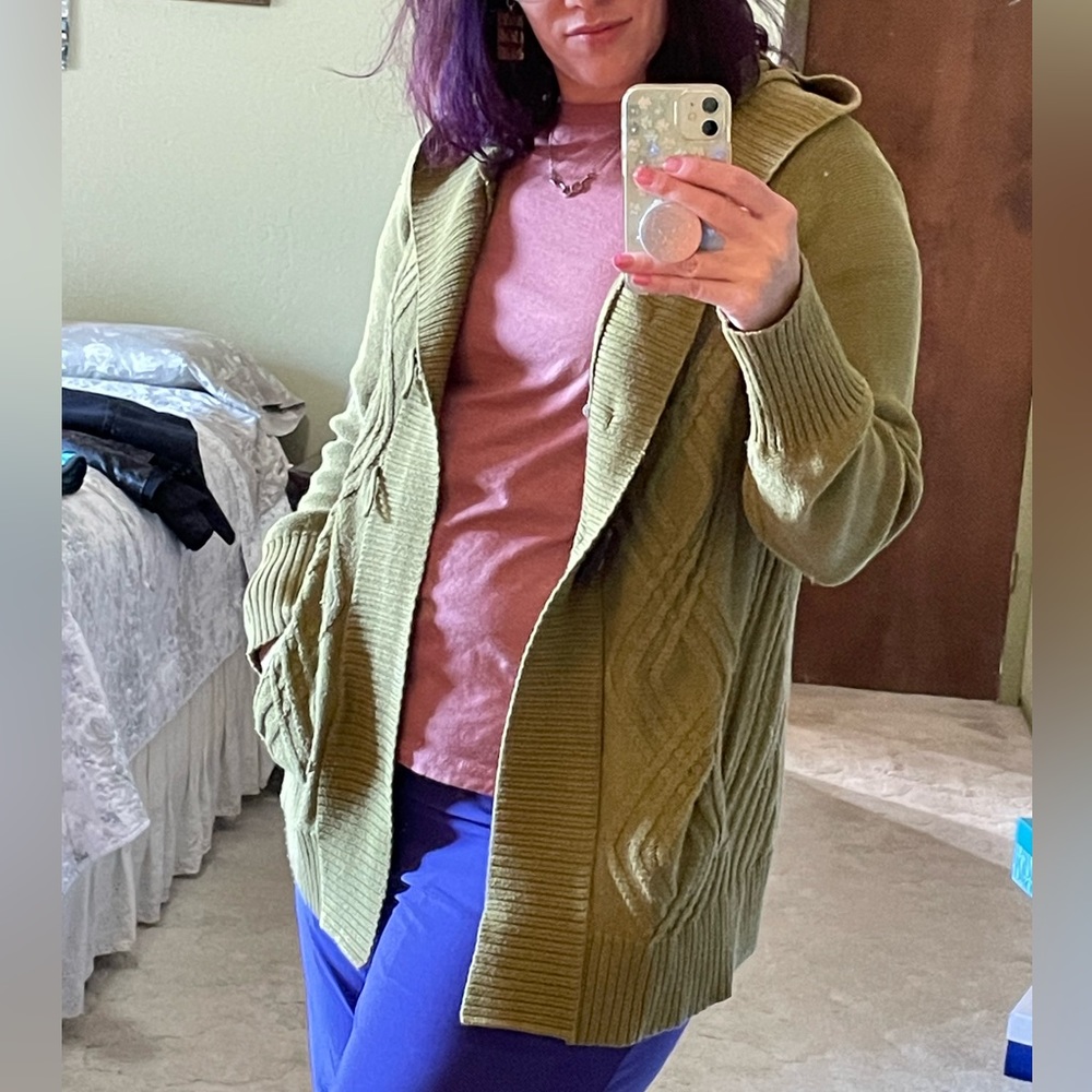 Sonoma chartreuse knit hoodie/cardigan